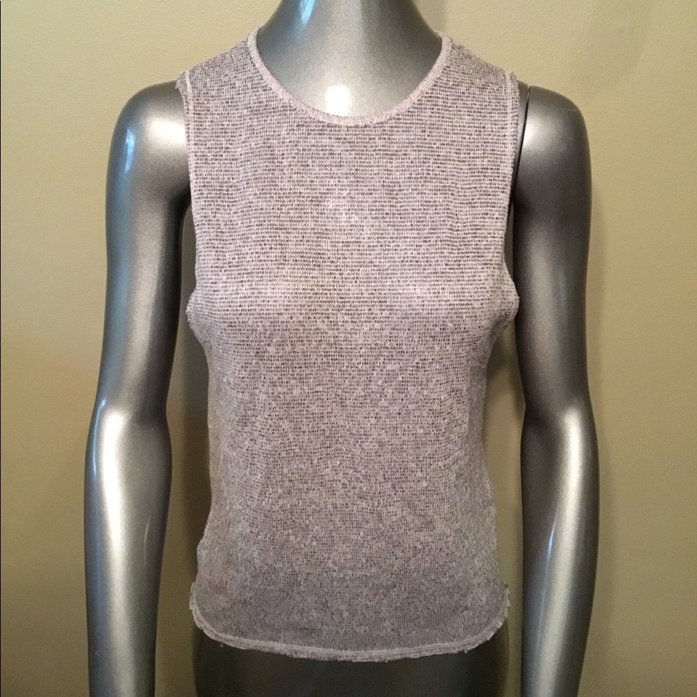 Topshop heather gray knit muscle cropped tank tops